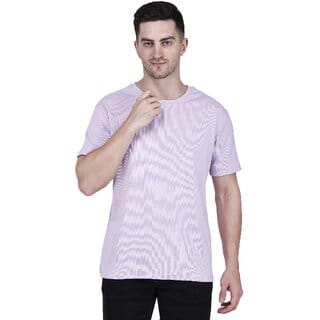 Life Dream Mens Purple Solid Cotton Blend Round Neck T-Shirt