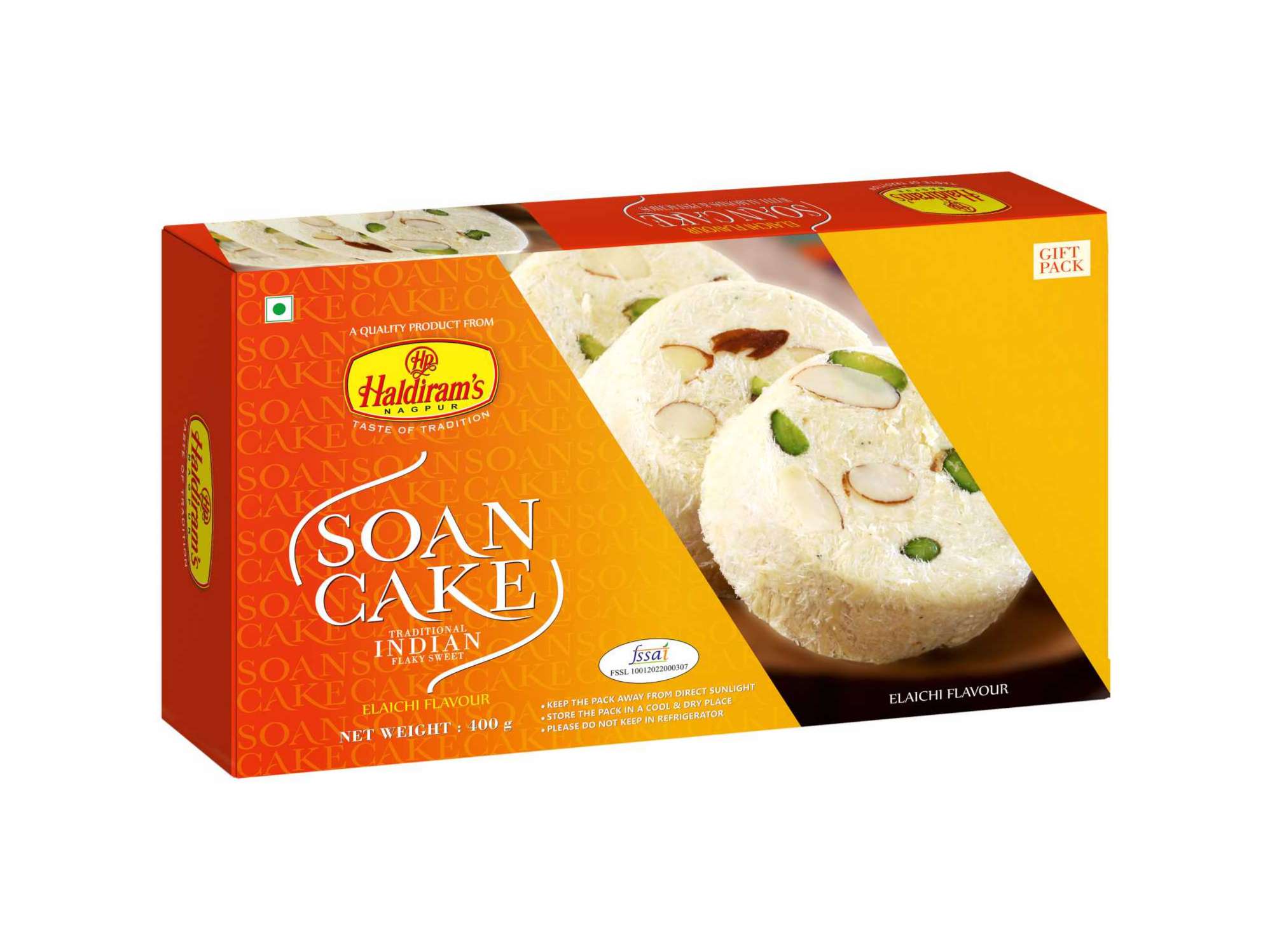 Haldiram's Soan Cake (Premium Pack) Packed Sweets - 400 Gm - Pack of 2