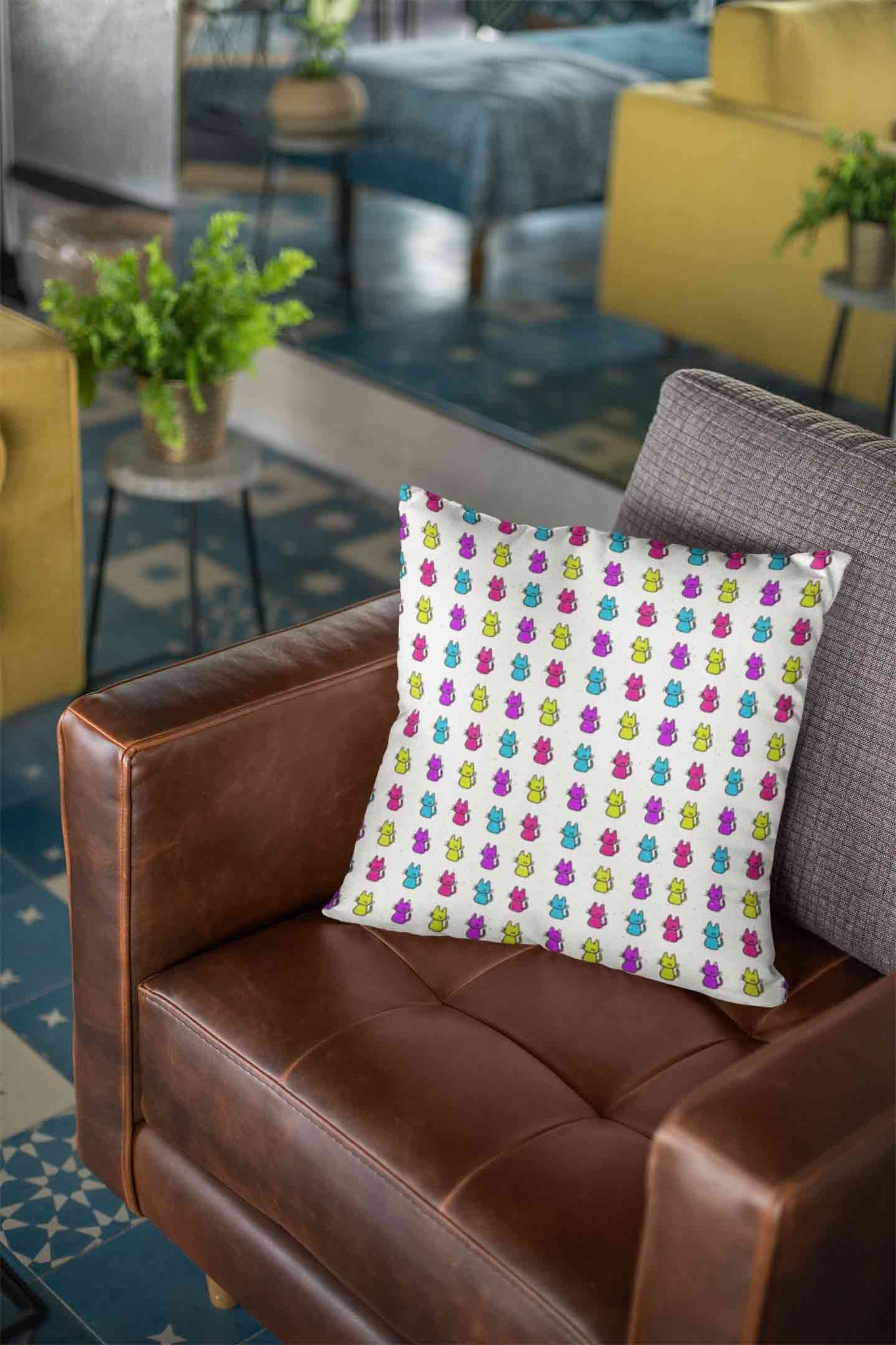 Cats In Colour Cushion Cover
