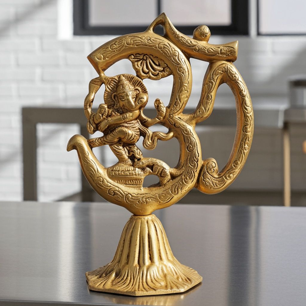 Brass Showpiece Om Ganesh Stand (BSMAS1655 E)