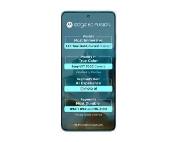 Motorola Edge 60 Fusion 5G Smartphone (8GB + 256GB Storage) with 6.67" 120Hz pOLED Display, 50MP OIS Camera - Pantone Amazonite