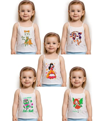 Inner Element Pack of 5 Girls Cotton Camisoles ( White )