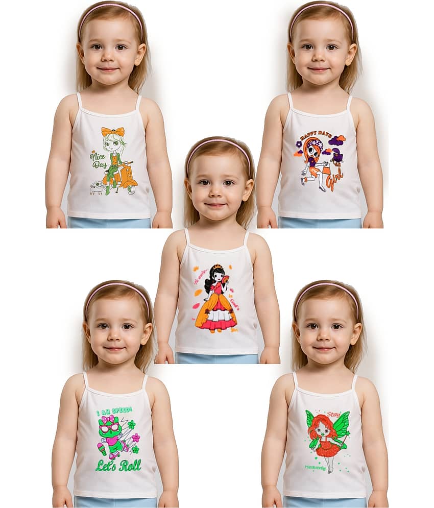Inner Element Pack of 5 Girls Cotton Camisoles ( White )