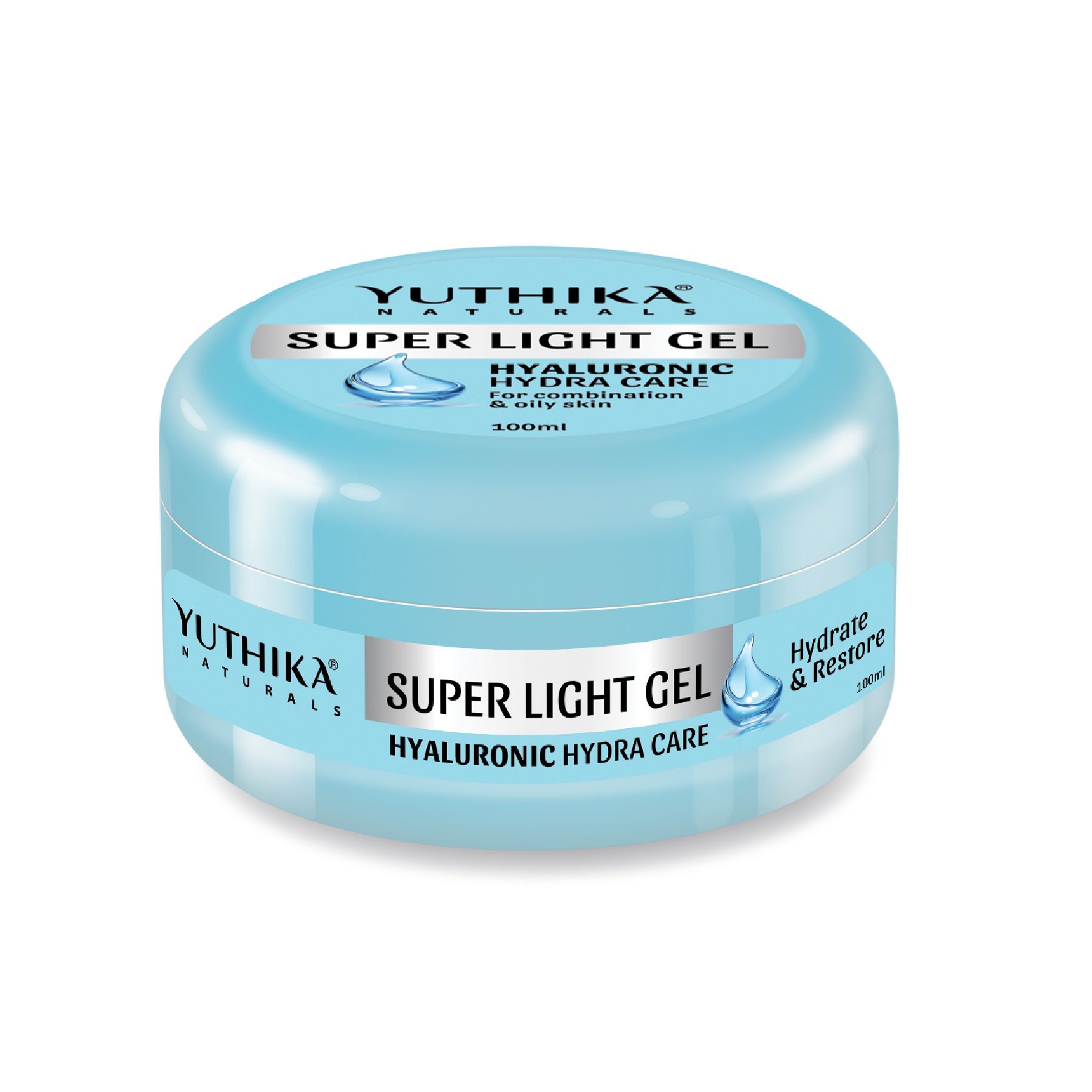 Yuthika Super Light Gel Face Moisturizer with Hyaluronic Acid 100ml, Face Gel Moisturizer for Combination & Oily Skin