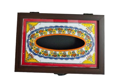 Handmade Madhubani Art Tissue Box - Unique Decorative Holder with Vibrant Colors