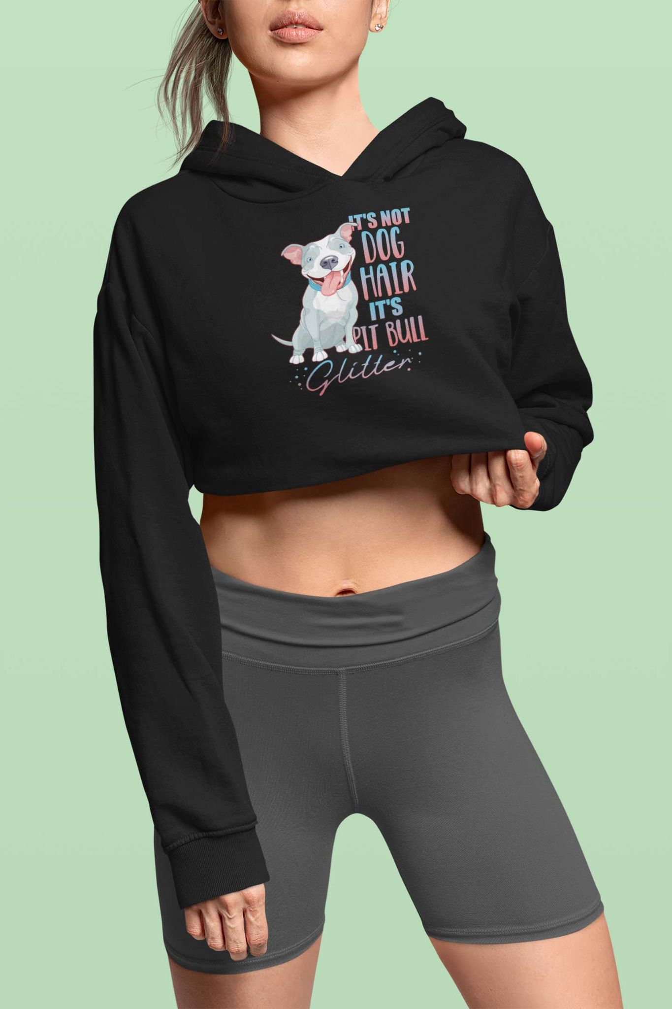 Crop Hoodie (Women) - Pitbull Glitter (6 Colours)