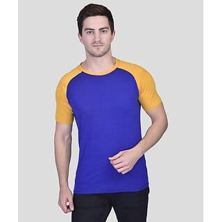 PrintCultr Colorblock Men Round Neck Cotton Blend Blue T-Shirt