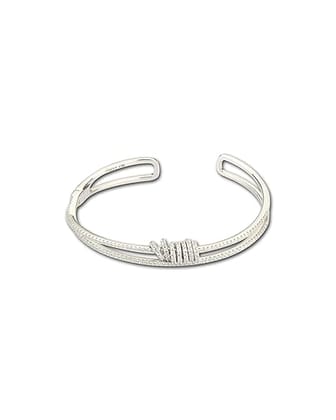 AABHA Silver Kada Bracelet for Women (Silver, 2.6)