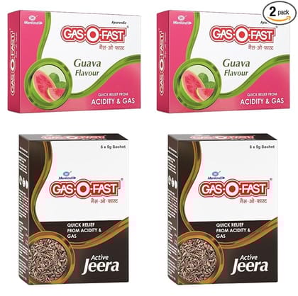 GASOFast Ayurvedic Antacid (Guava 6sx 2 Jeera  6s x2 5 g each)  (Pack of 4)