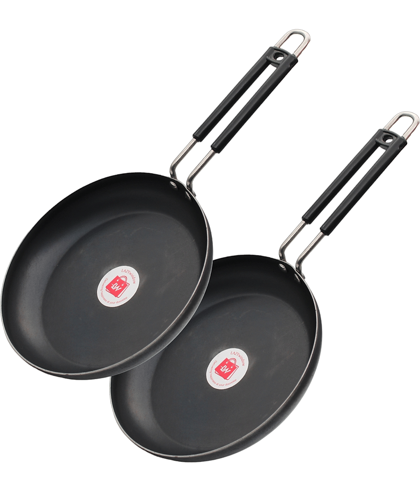 LAZYWINDOW Fry Pan Iron No Coating Fry Pan ( Pack of 2 )