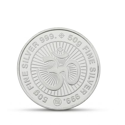 50g Silver Coin 999 Purity | Lakshmi Ganesh Shubh Labh Design | Pure Silver Coin for Diwali पूजा & Investment