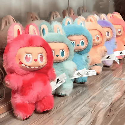 Labubu Doll Collection, Cute Character Plushie with Bunny Ears, Soft Furry Design- Multicolor Design