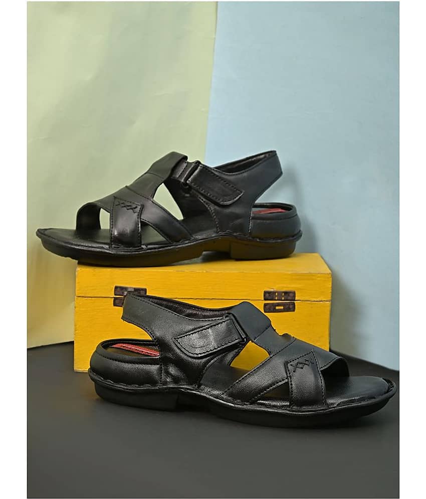 Fashion Victim Black Leather Sandals