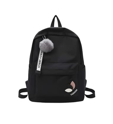 DARSHANS Unisex PU Leather Solid Medium Zipper Backpack (Black)-PID65114