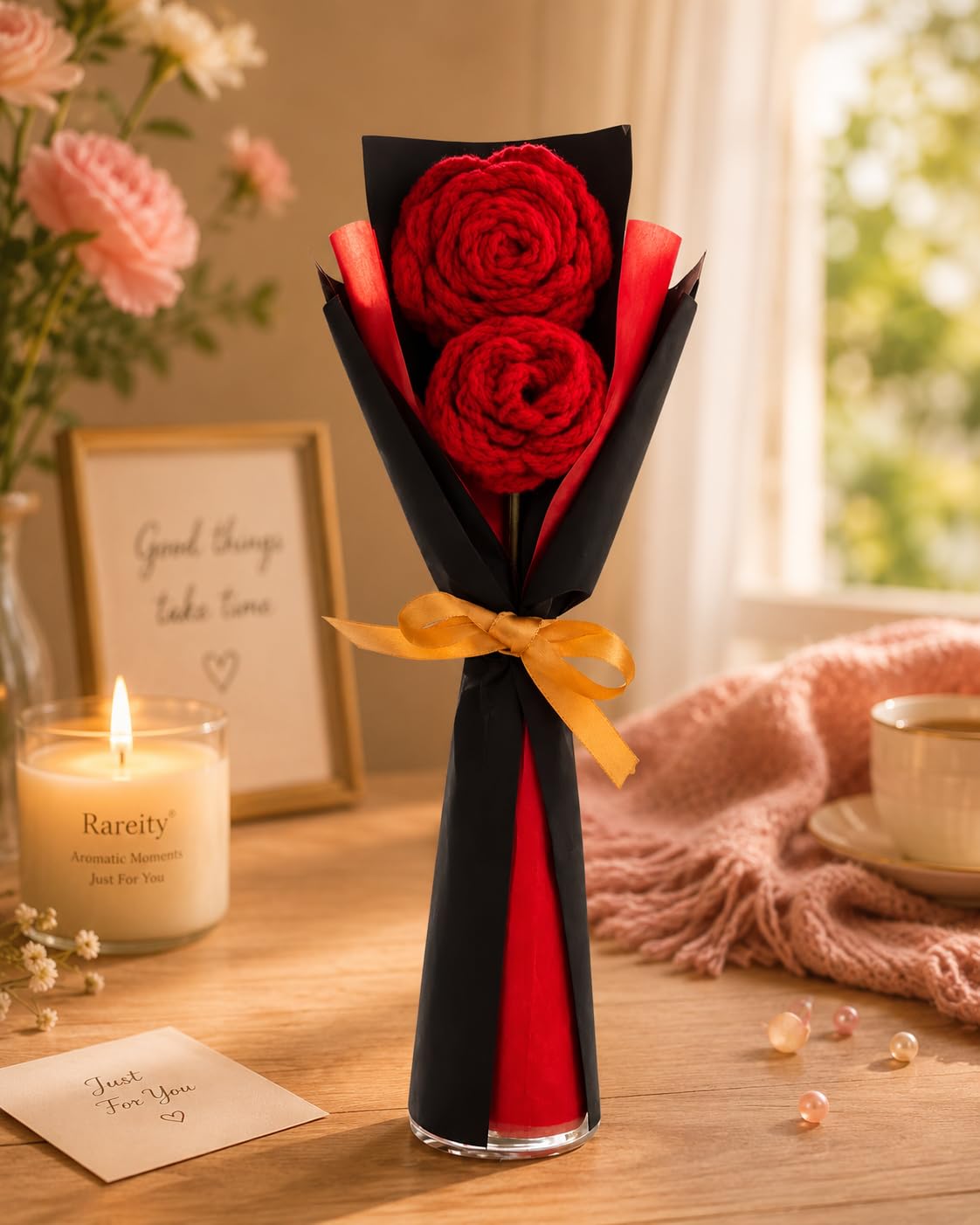 Rareity Hand Crochet Aromatic Hand Crochet Rose Bouquet- Timeless Blooms | Romantic Hand Crochet Rose Bouquet