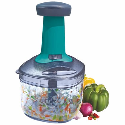 Baltra Push Press Chopper 750ml, Manual Hand Press Push Chopper with 3 Blades for Effortless Chopping Vegetables & Fruits kitchen chopper for vegetables (2 Years Warranty)