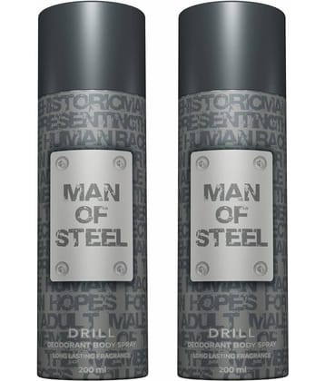 Denver Man Of Steel Drill Deodorant Spray for Men 200Ml Each ( Pack of 2 )