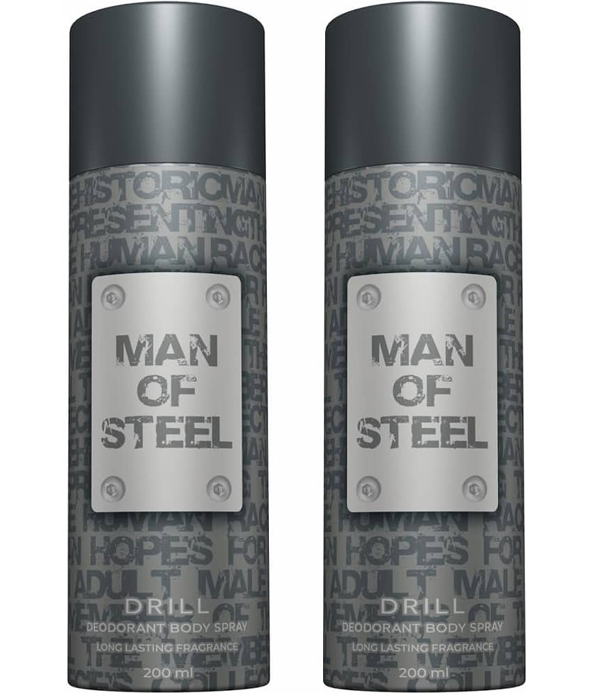 Denver Man Of Steel Drill Deodorant Spray for Men 200Ml Each ( Pack of 2 )