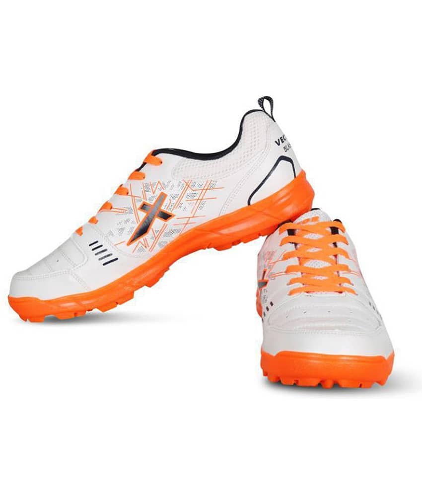 Vector X Blaster-22 Yards Cricket Shoes for Men's (White-Orange)