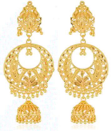 VIVASTRI Golden Jhumki Earrings ( Pack of 1 )