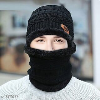 Fashlook Woolen Multicolor Casual Winter Cap
