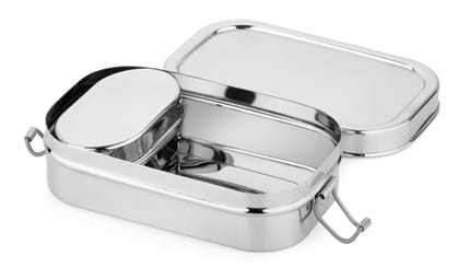 Stainless Steel Lunch Box with Secure Locking Clips | Reusable Tiffin Box for Office, School & Travel