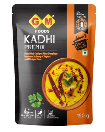 GM Foods Kadhi Premix 150g | Instant Gujarati Style Kadhi Mix | Tasty & Easy to Cook | No Added Preservatives | Serves 3-4 | Ready in Minutes | Authentic Indian Flavour GM Foods Kadhi Premix 150g | Instant Gujarati Style Kadhi Mix | Tasty & Easy to Cook | No Added Preservatives | Serves 3-4 | Ready in Minutes | Authentic Indian Flavour