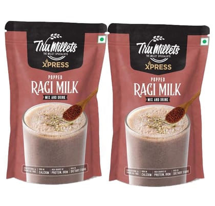 Trumillets Instant Healthy Millet Drink Mix for Popped Ragi Milk | Nutrition for Adults (both Men and Women) Health,Strength and energy | No Preservatives | Gluten Free (Each 200gm Pack of 2)