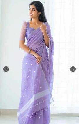 Women's Purple Printed Cotton Saree