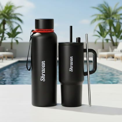 Personalized Vacuum Flask & Sipper Tumbler Combo Gift Set