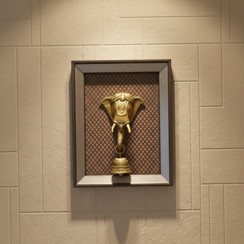 Brass Ganesh Wall Hanging Frame for Pooja Room & Decor, Height : 17 Inch (BSMAS1899 D)