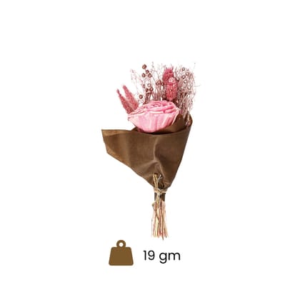 Mini Pink Rose Dried Flower Bouquet  19g Lightweight Rustic Arrangement for Gift Hampers & Home Decor