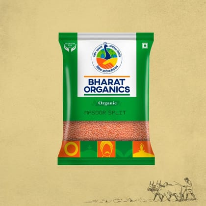 Organic Unpolished Masoor Dal Split - Bharat Organics