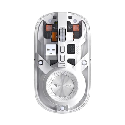 Portronics Toad 8 Transparent Wireless Bluetooth Mouse | Dual Mode Bluetooth 5.0 + 2.4GHz Rechargeable Optical Mouse | Silent Click, Adjustable DPI, Multi-Device Pairing, Show/Hide Desktop Button for Laptop, PC, Mac, Windows & MacOS (White)