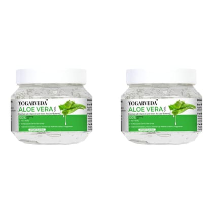 YOGARVEDA Aloe Vera Gel for Skin & Hair100% Pure, Vitamin E & Green Tea Extracts | (Pack of 2, 200 g) YOGARVEDA Aloe Vera Gel for Skin & Hair100% Pure, Vitamin E & Green Tea Extracts | (Pack of 2, 200 g)