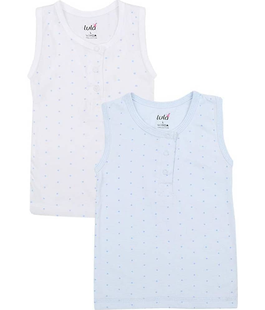 LULA Pack of 2 Girls 100% Cotton Tops ( Blue )