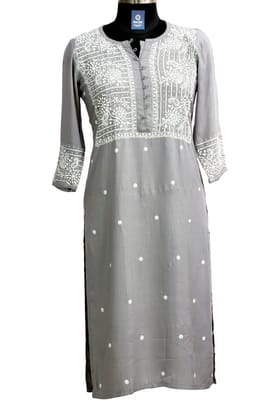 Rayon Kurti | Grey | Pattern Stripes