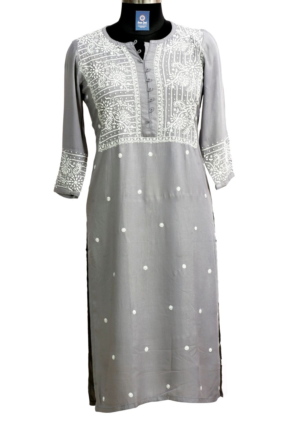 Rayon Kurti | Grey | Pattern Stripes