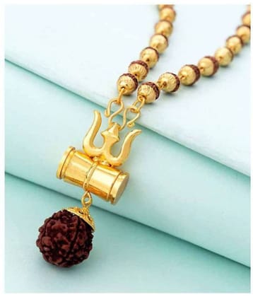 PAYSTORE 5 Mukhi Cap Rudraksha Mala With Shiv Trishul & Damru Pendant