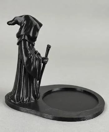 Wizard Incense Stick Holder- Black | Eco-Friendly Fantasy Decor | 3D Printed | 12 cm Tall | 17 cm Base | Biodegradable Plastic