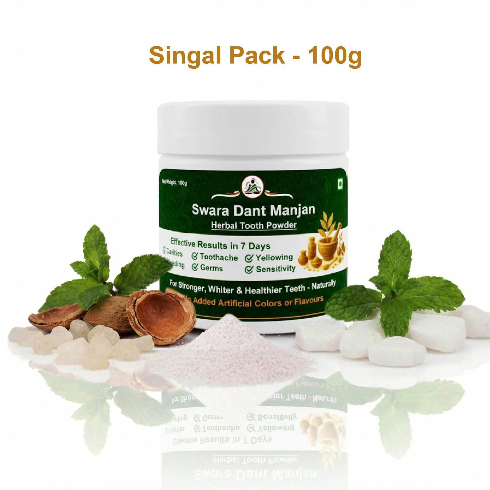 Swara Ayurvedic Dant Manjan Herbal Tooth Powder for Strong Teeth & Healthy Gums – 100g
