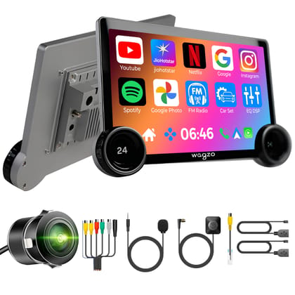 Wagzo Diamond 2K Car Android System Touch Screen 4GB+64GB|4 Core|Wireless Carplay Adapter & Android Auto | Car Stereo |Universal All Cars| Including AHD Rear View Camera| 1+1 Years Warranty | WAD-06 Wagzo Diamond 2K Car Android System Touch Screen 4GB+64