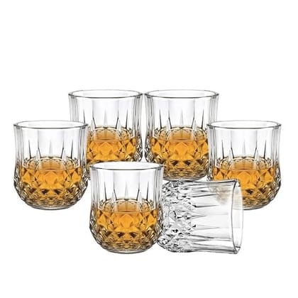 6-Piece Unbreakable Crystal-Cut Glass Set  Stylish Transparent Tumblers for Water, Juice & Whiskey  315ML Each
