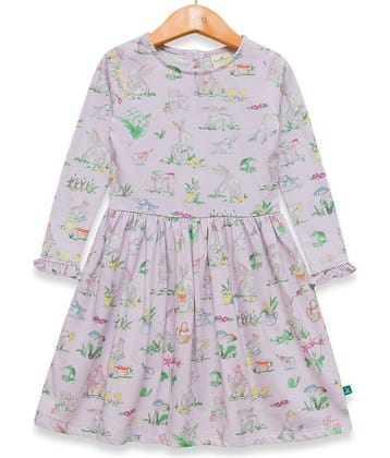 Juscubs Cotton Fit And Flare Dress For Girls ( Pack of 1 , Lavender )