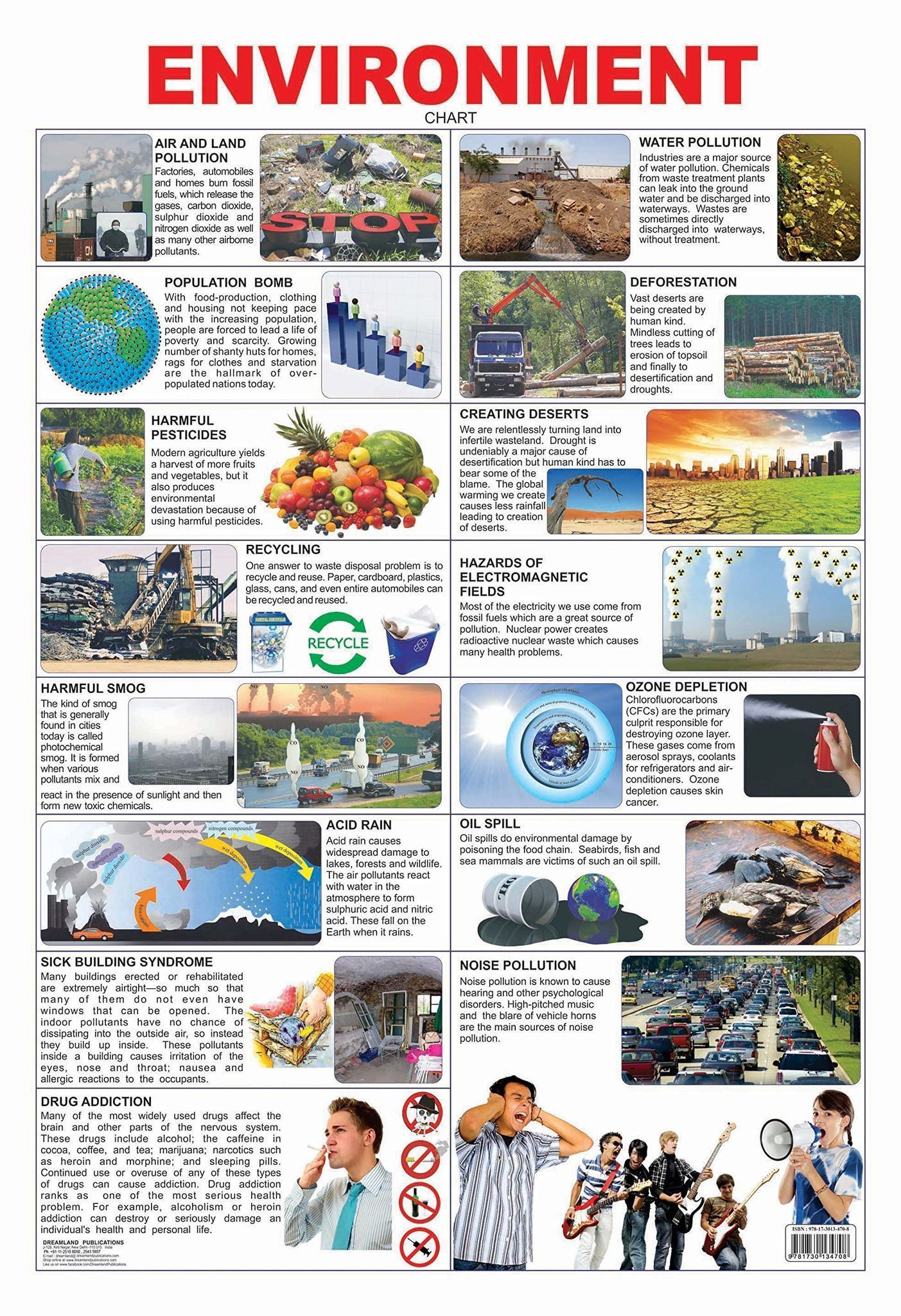 Environment Educational Wall Chart For Kids - Both Side Hard Laminated (Size 48 x 73 cm) [Wall Chart] Dreamland Publications