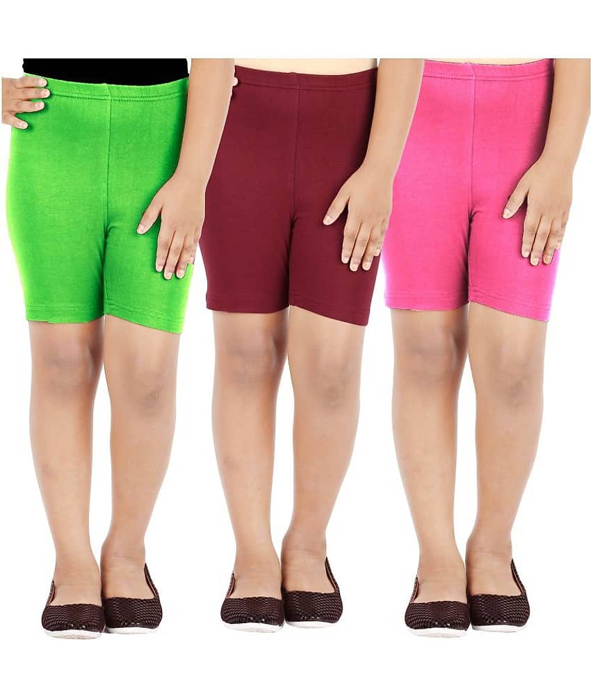 LULA Pack of 3 Girls Cotton Blend Cycling Shorts ( Multicolor )