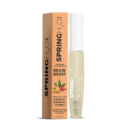 Spring H2O BrowBoost Eyebrow & Eyelash Growth Oil | Enriched with Castor Oil, Almond Oil & Vitamin E | Promotes Thicker, Longer & Fuller Lashes & Brows | Nourishing & Strengthening oil � 12 ml