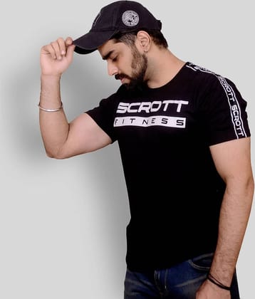 SCROTT Pack of 1 Cotton Slim Fit Men's T-Shirt ( Black )
