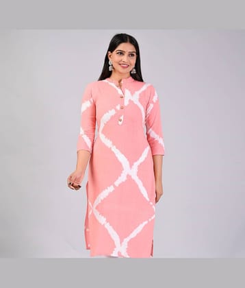 MAUKA Rayon Printed Straight Women's Kurti - Pink ( Pack of 1 )