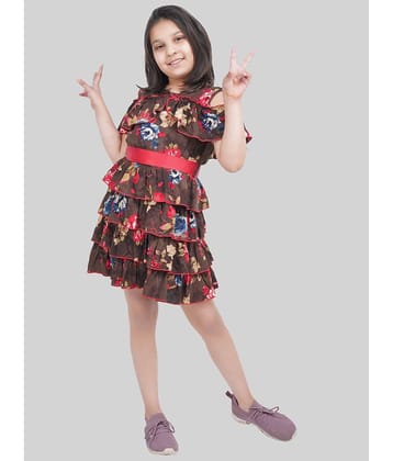 Being Naughty Rayon Fit And Flare Dress For Girls ( Pack of 1 , Chocolate Brown )